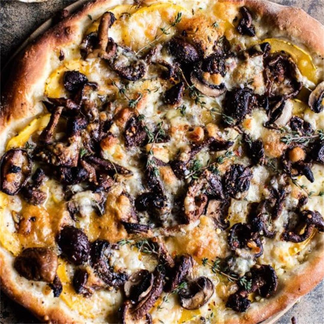 Shiitake and Chanterelle Pizza with Goat Cheese