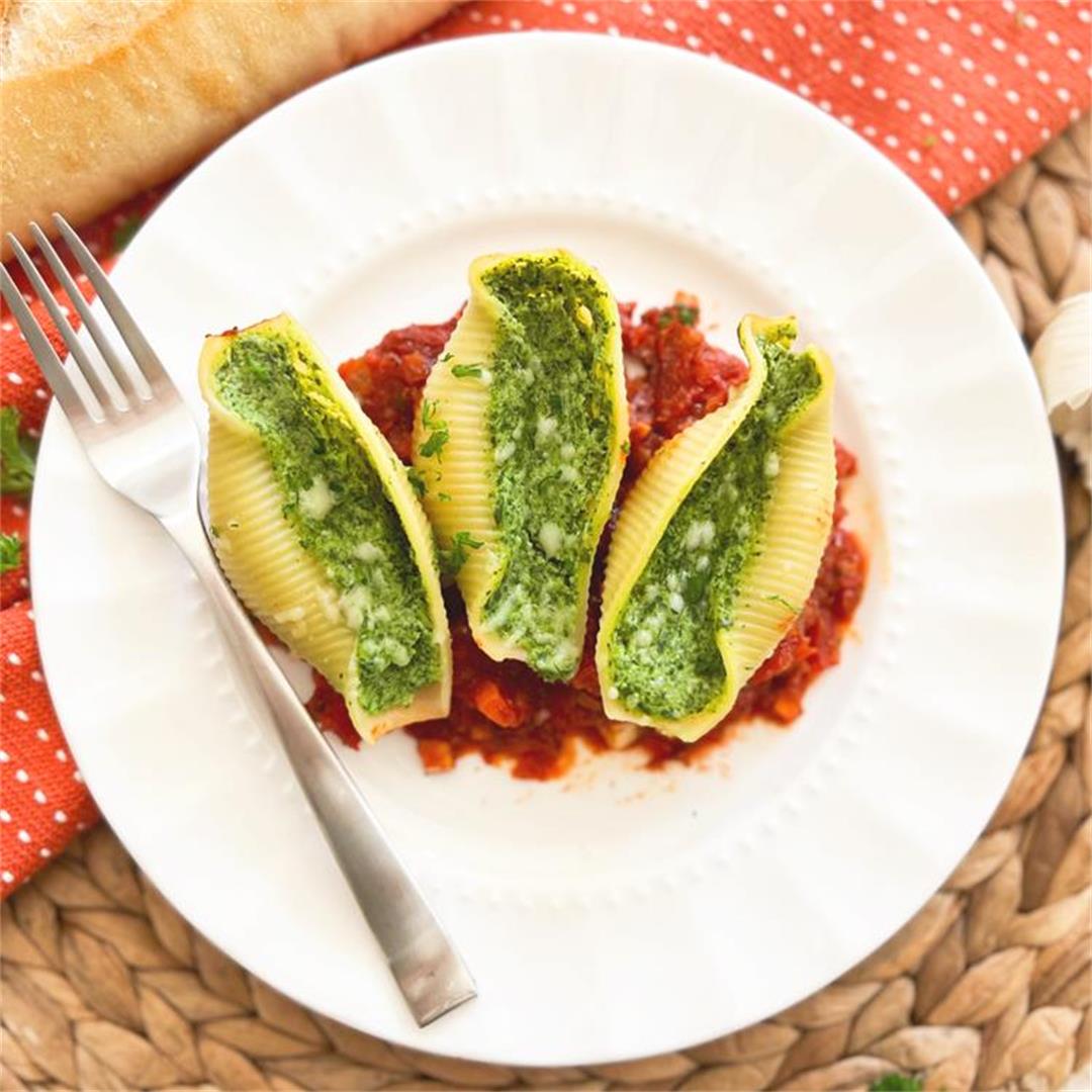 Spinach and Manchego Stuffed Shells | Seriously GOOD Pasta