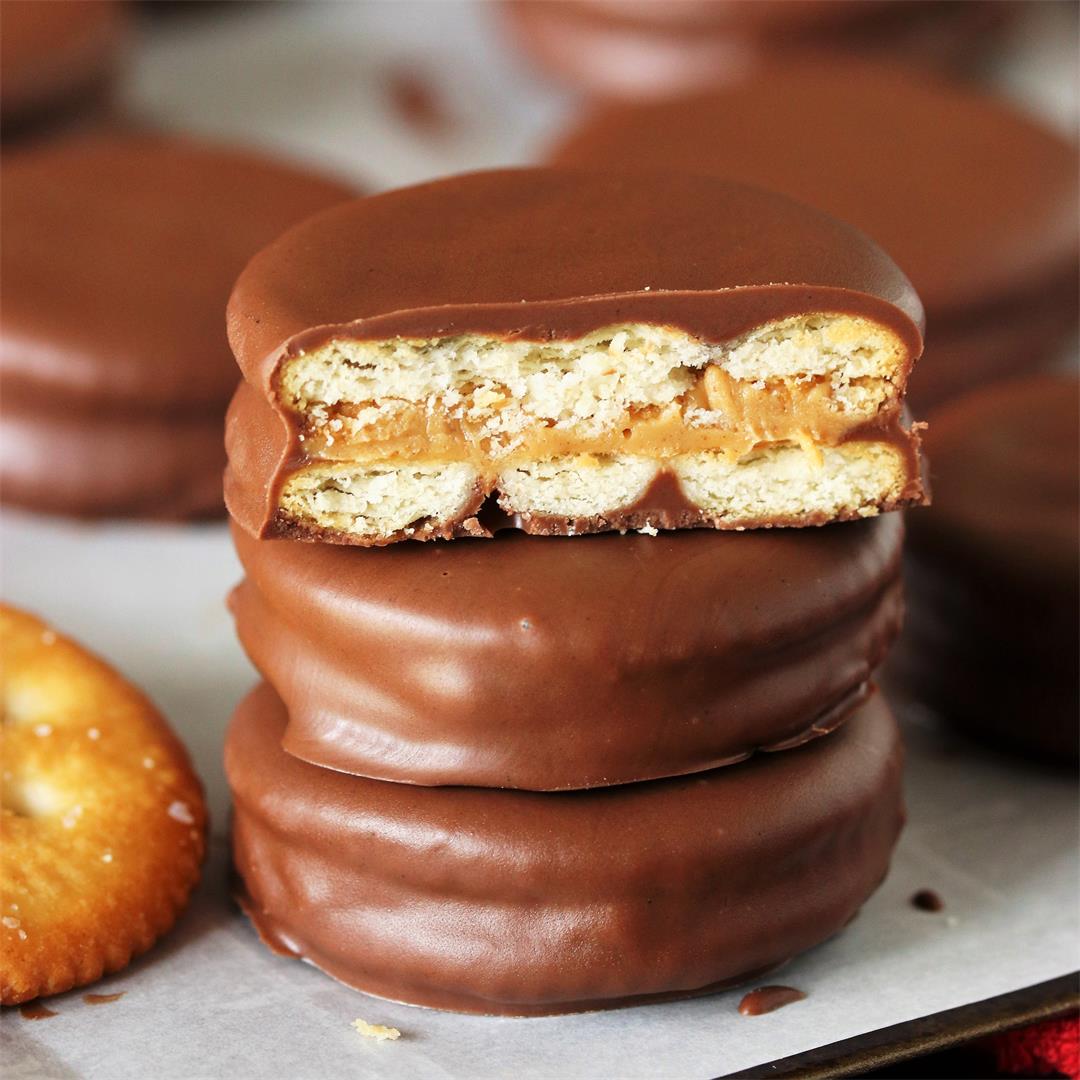 Chocolate Covered Peanut Butter Ritz Cookies