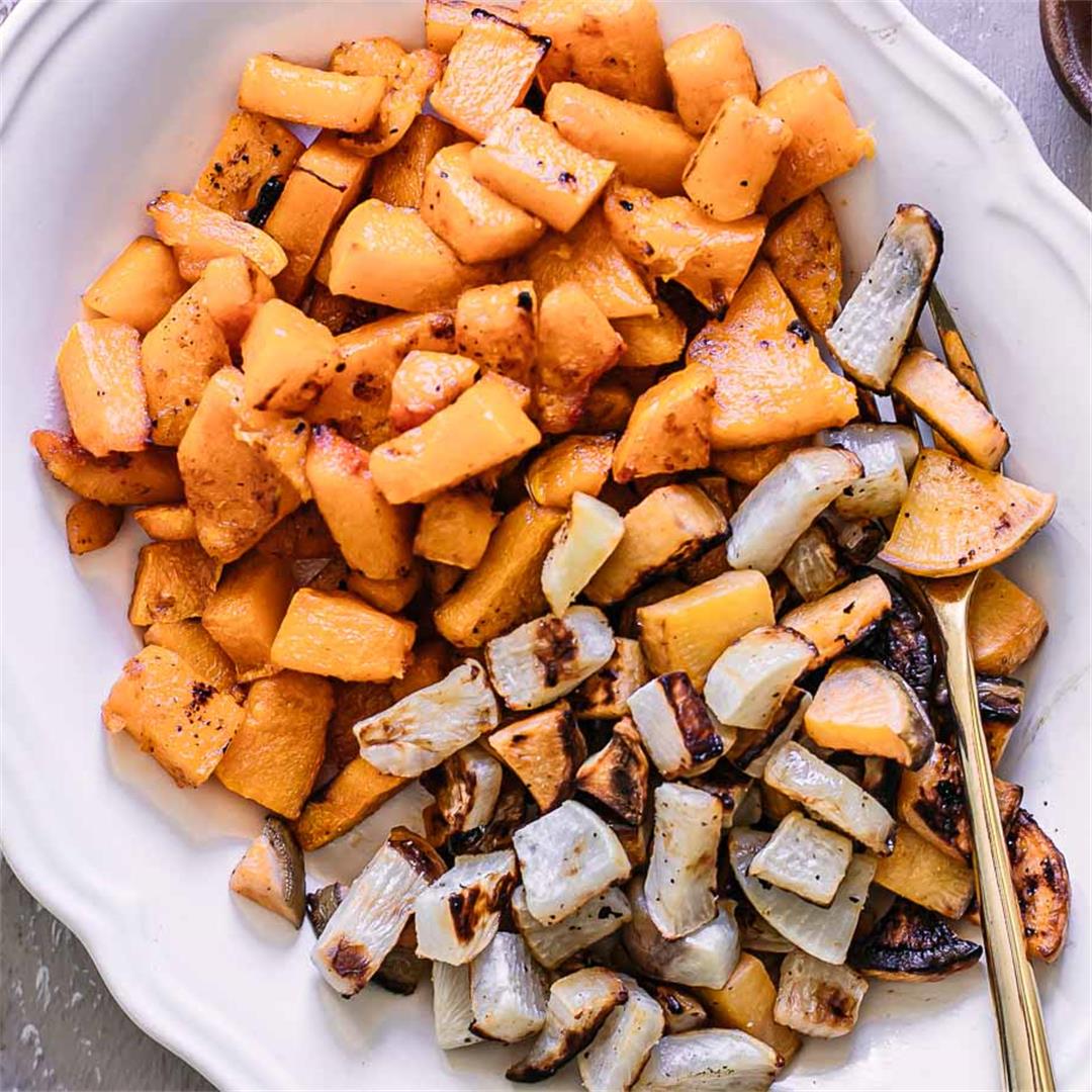 Roasted Butternut Squash and Turnips ⋆ 5 Simple Ingredients!