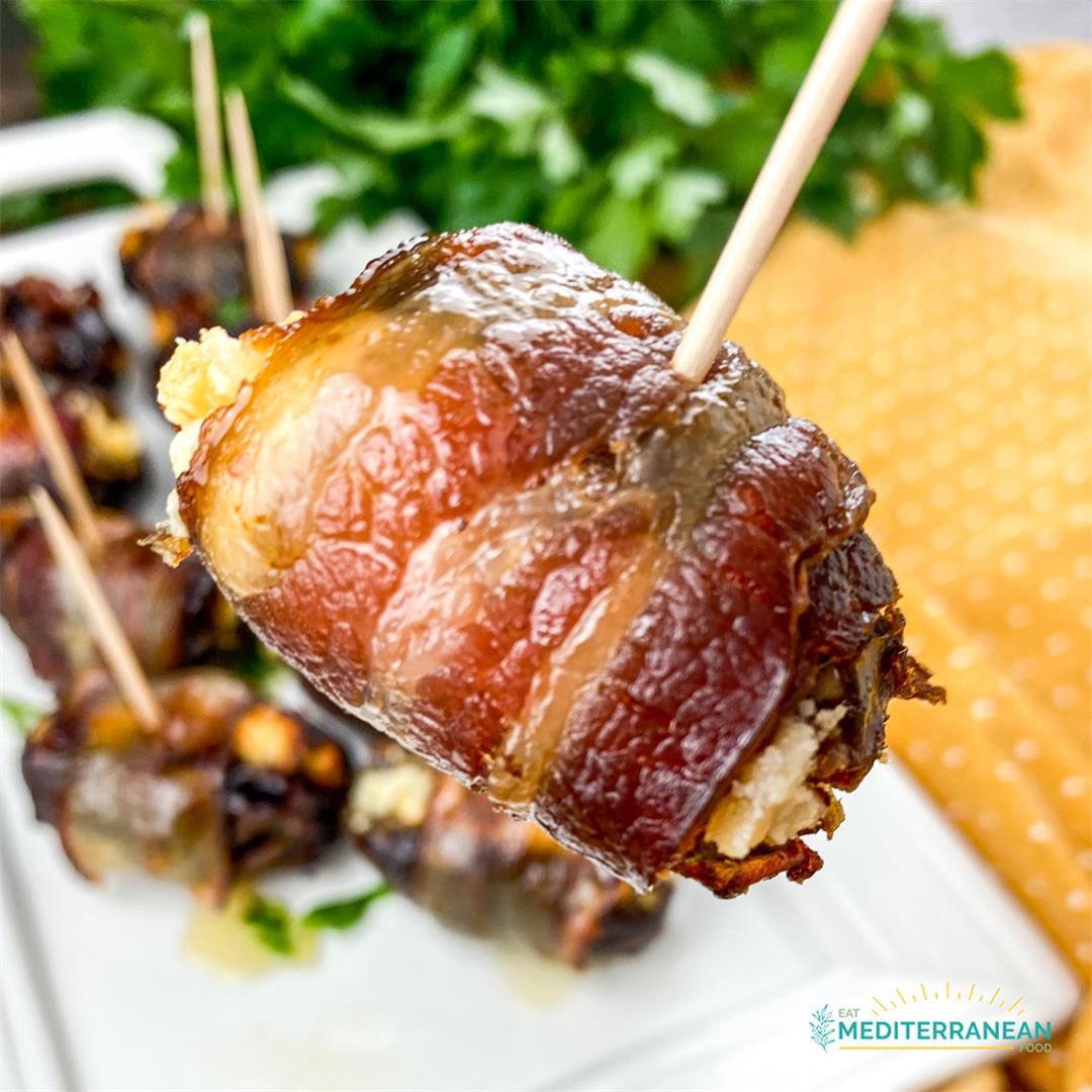 Bacon-wrapped dates stuffed with goat cheese