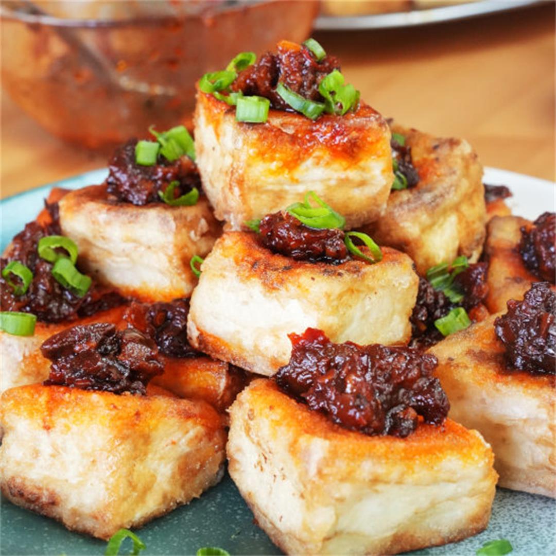 Spicy crispy tofu recipe with a unique texture and flavor