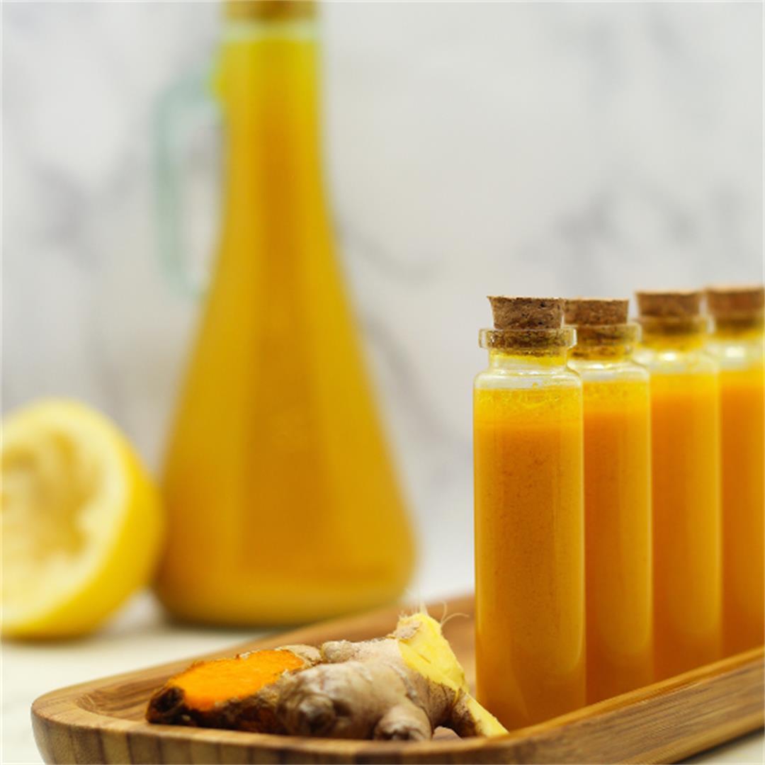 Lemon Ginger Turmeric Wellness Shots Recipe.
