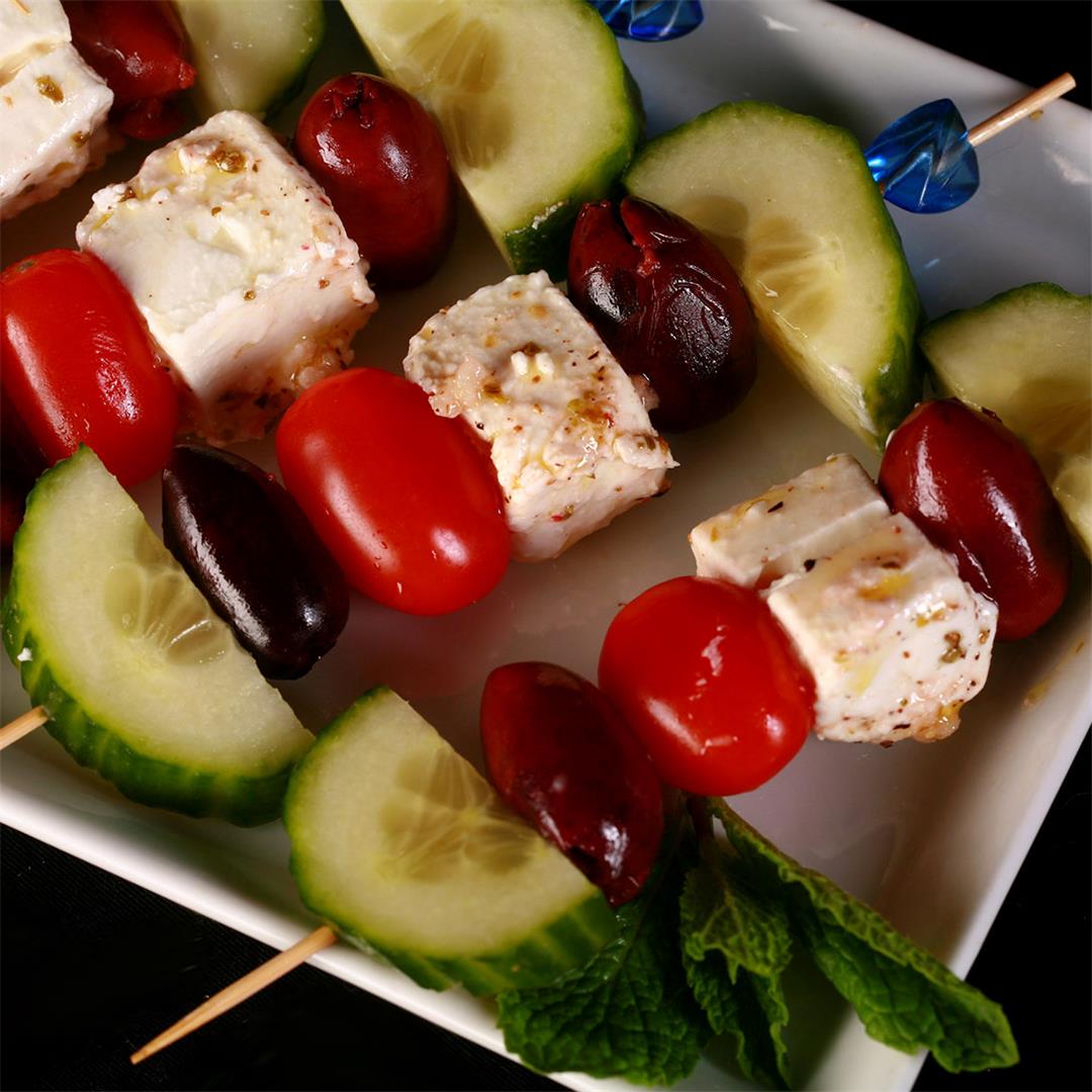 Easy Greek Salad Skewers Recipe