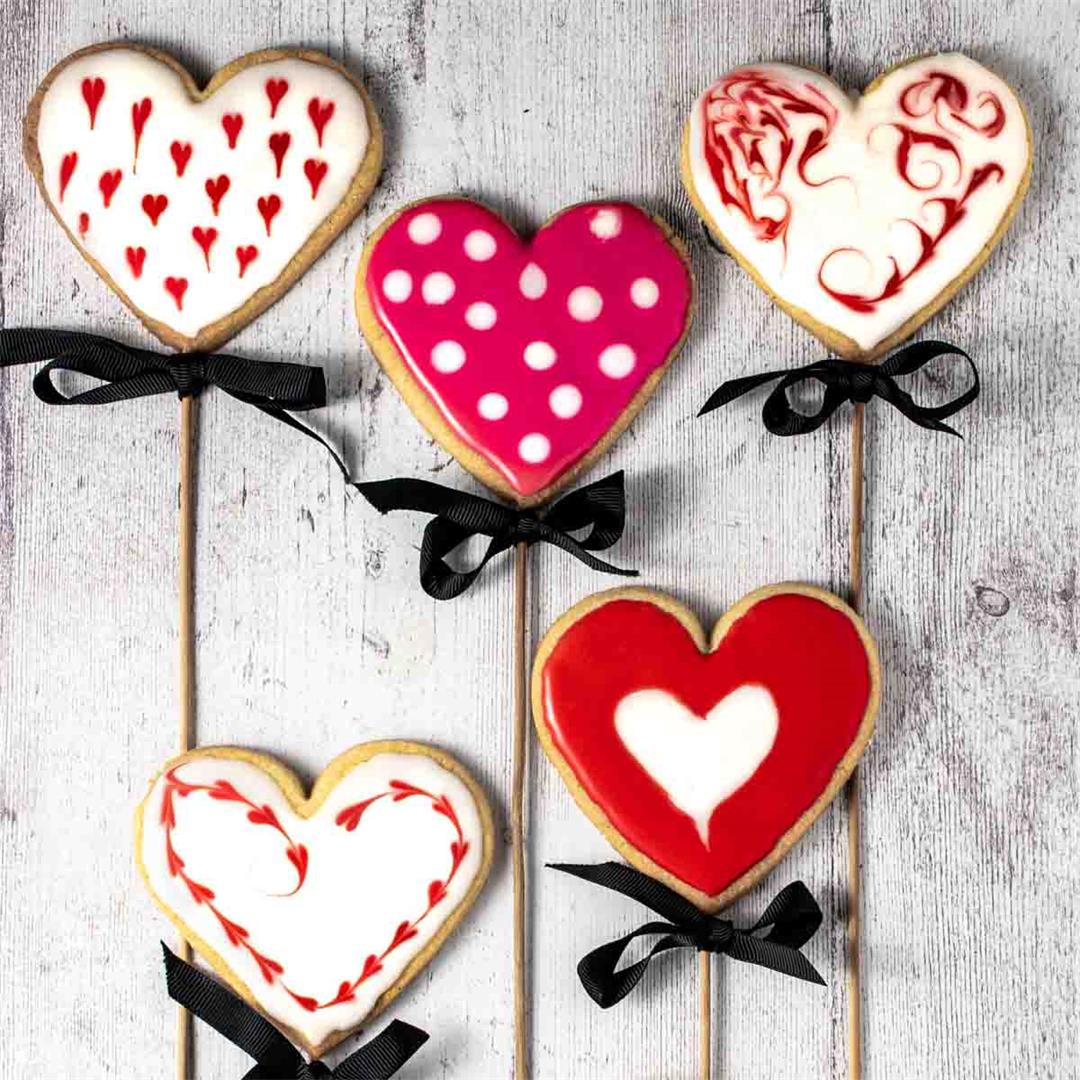 Valentine's sugar biscuits on sticks