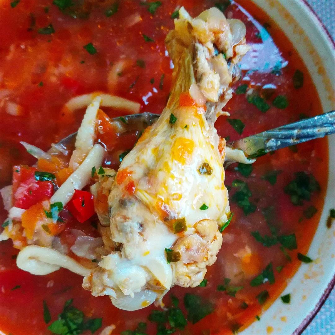 Romanian Chicken Tomato Vegetable Soup