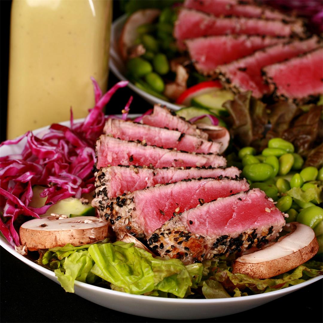 Seared Tuna Salad & Creamy Wasabi Vinaigrette