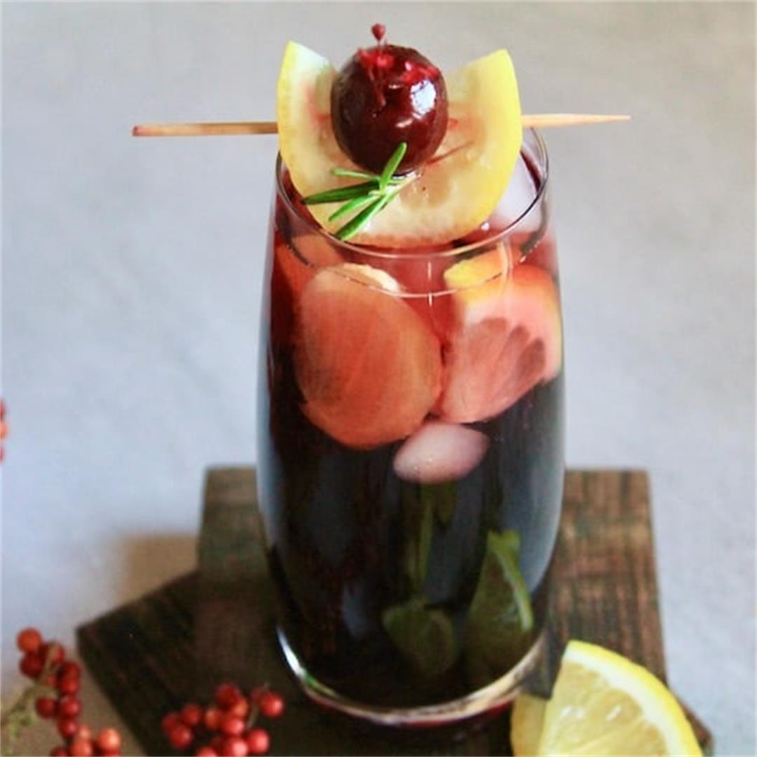Sparkling Cherry Red Wine Spritzer Recipe w/ Lemon and Ginger