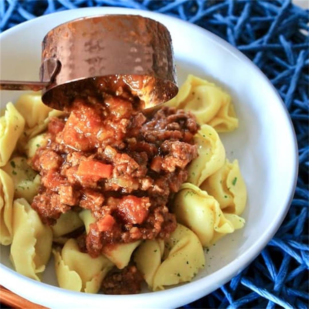 Easy Peasy Weeknight Instant Pot Bolognese with Cheesy Tortelli