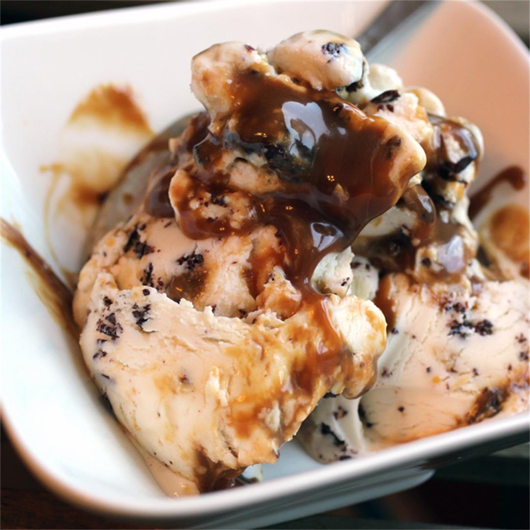 Fran's Almond Gold Bar ice cream with gooey caramel ribbons