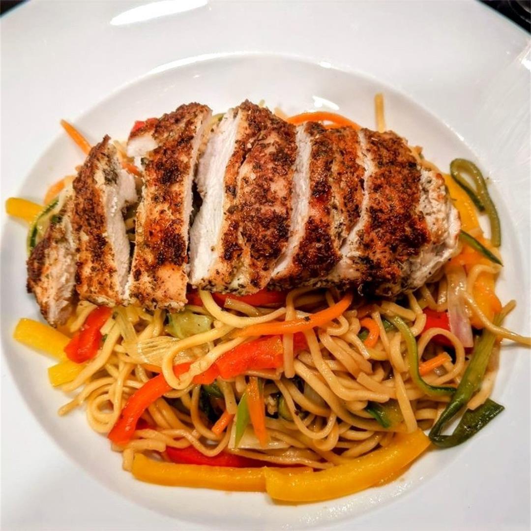 Thai Style Spicy Chicken with Stir Fry Noodles