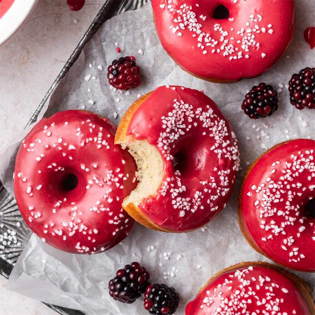 Ring Doughnuts with Blackberry-Glaze