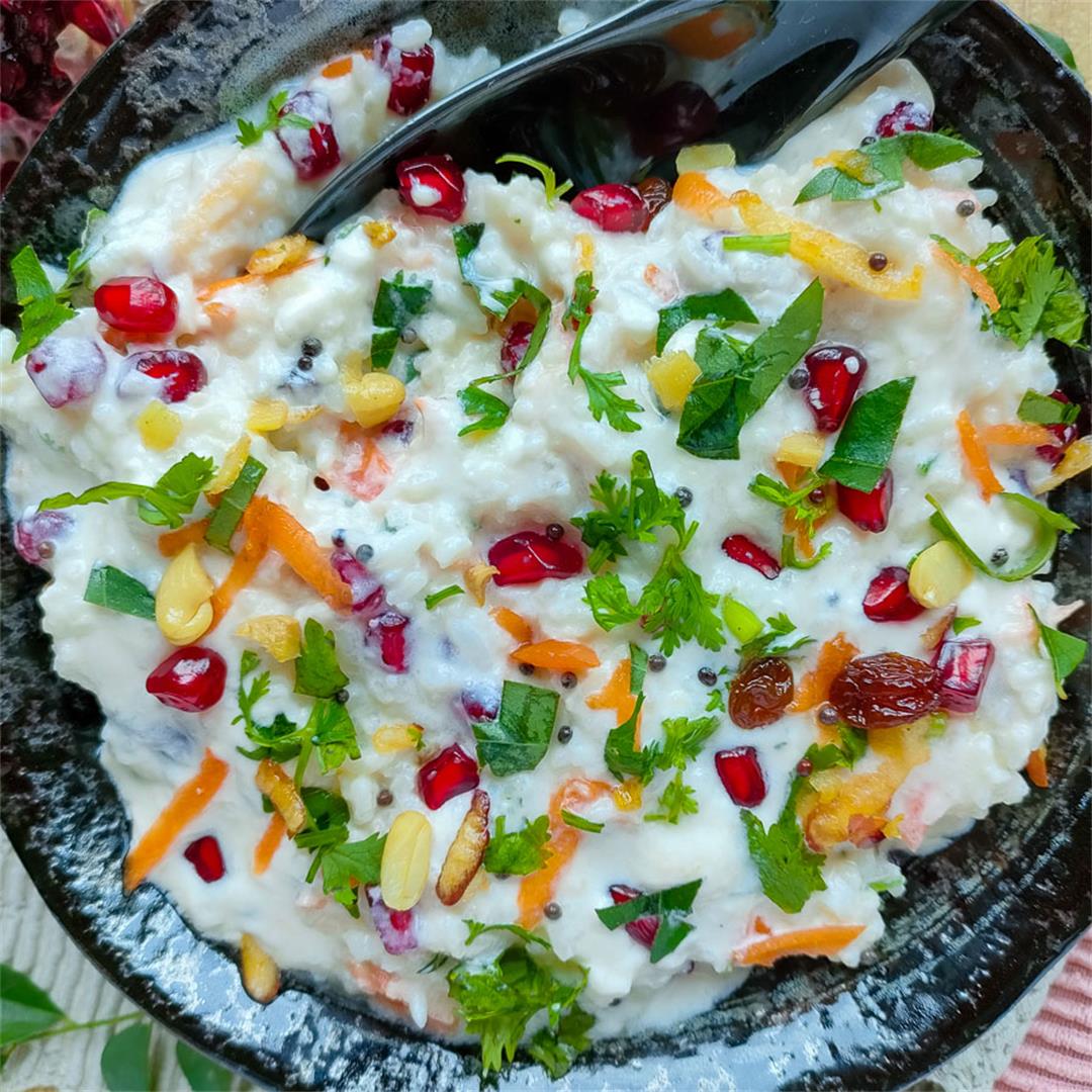 Creamy Bagalabath (Curd Rice with Fruits)