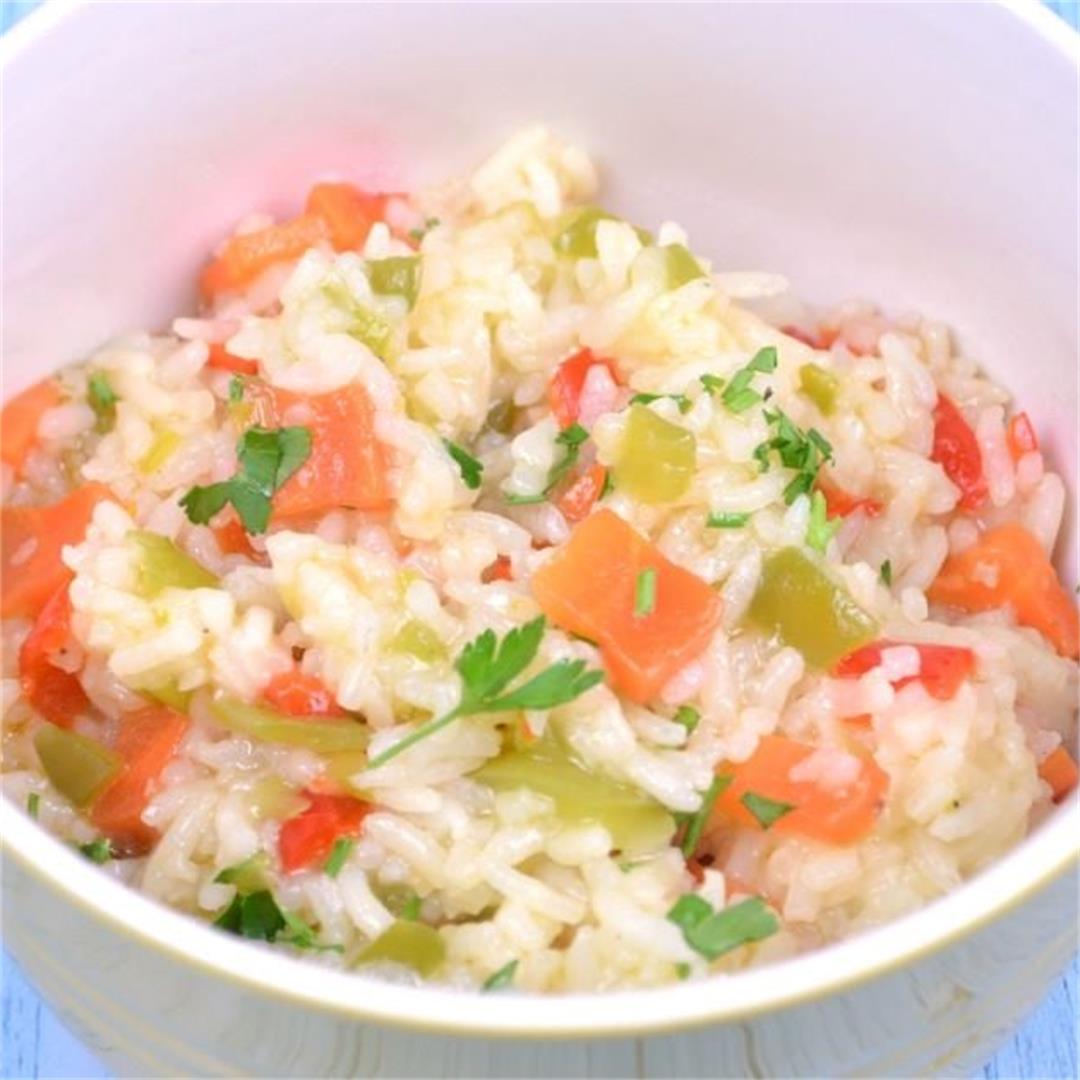 Easy Vegetable Rice Pilaf Recipe-5 Ingredients Dish+VIDEO