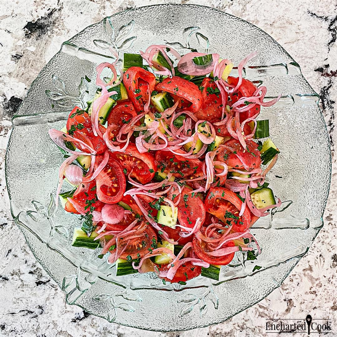Tomato Cucumber Salad with White Balsamic Dressing