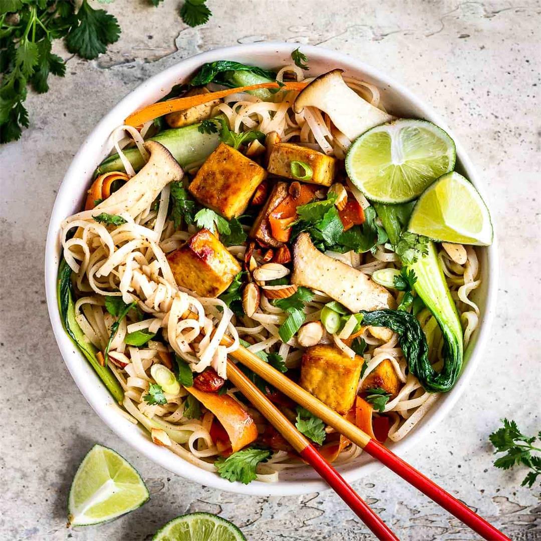 Vegan Tofu Noodles with Almond Butter