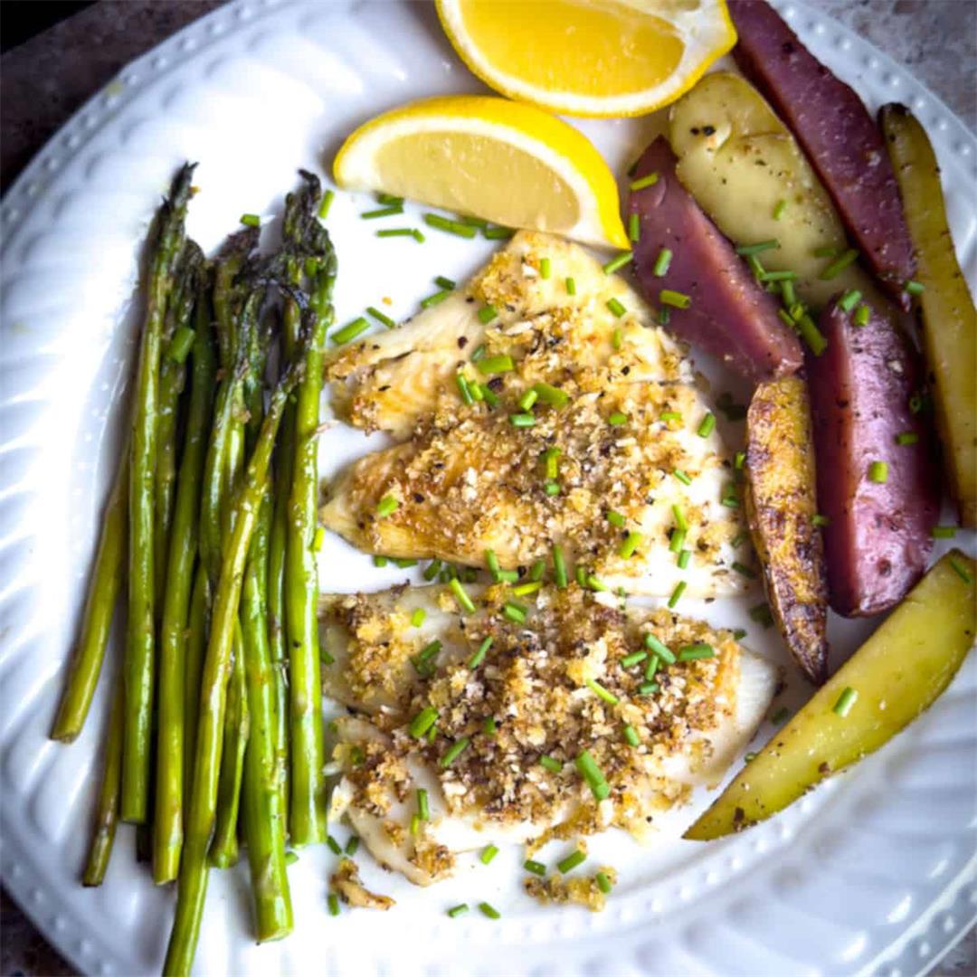 Herb-Crusted Yellowtail Flounder with Lemon and Butter Sauce