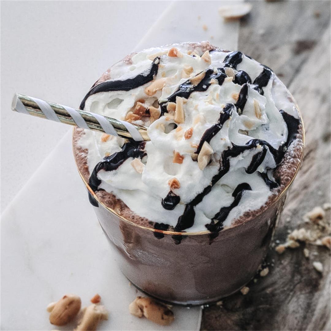 Boozy chocolate peanut butter milkshake with Clover Sonoma Ice