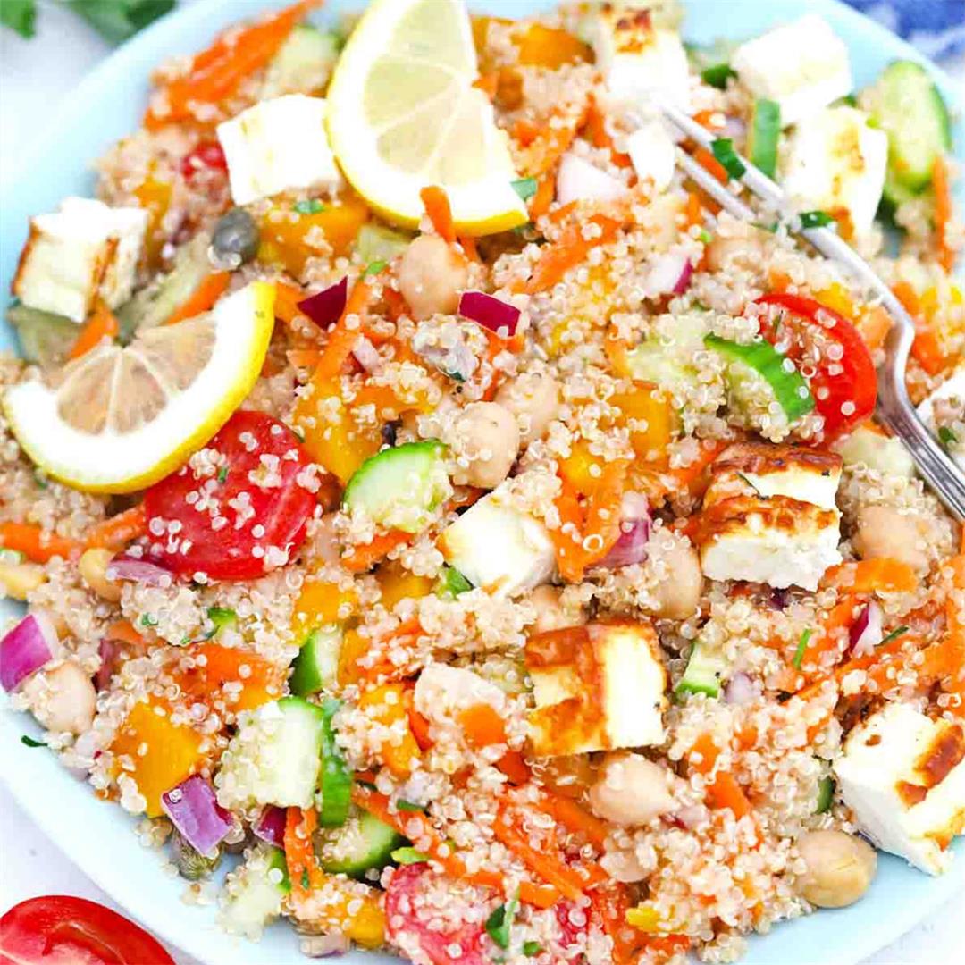 Mediterranean Grilled Feta Quinoa Salad Recipe
