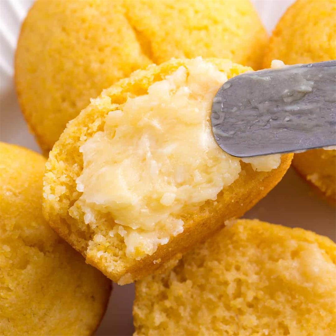 Homemade Corn Muffins with Honey Butter