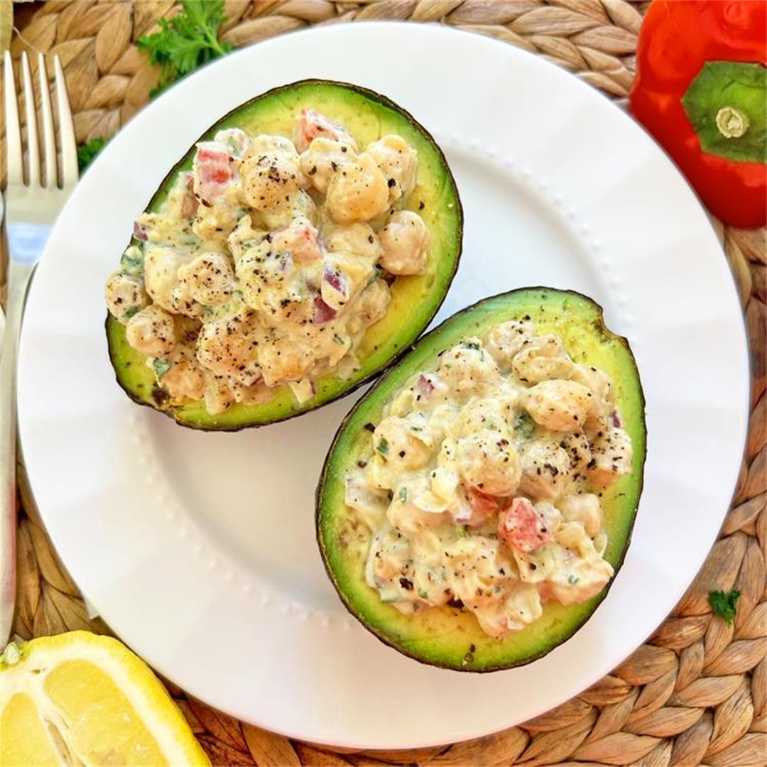 HEALTHY Stuffed Avocados with Creamy Chickpea Salad