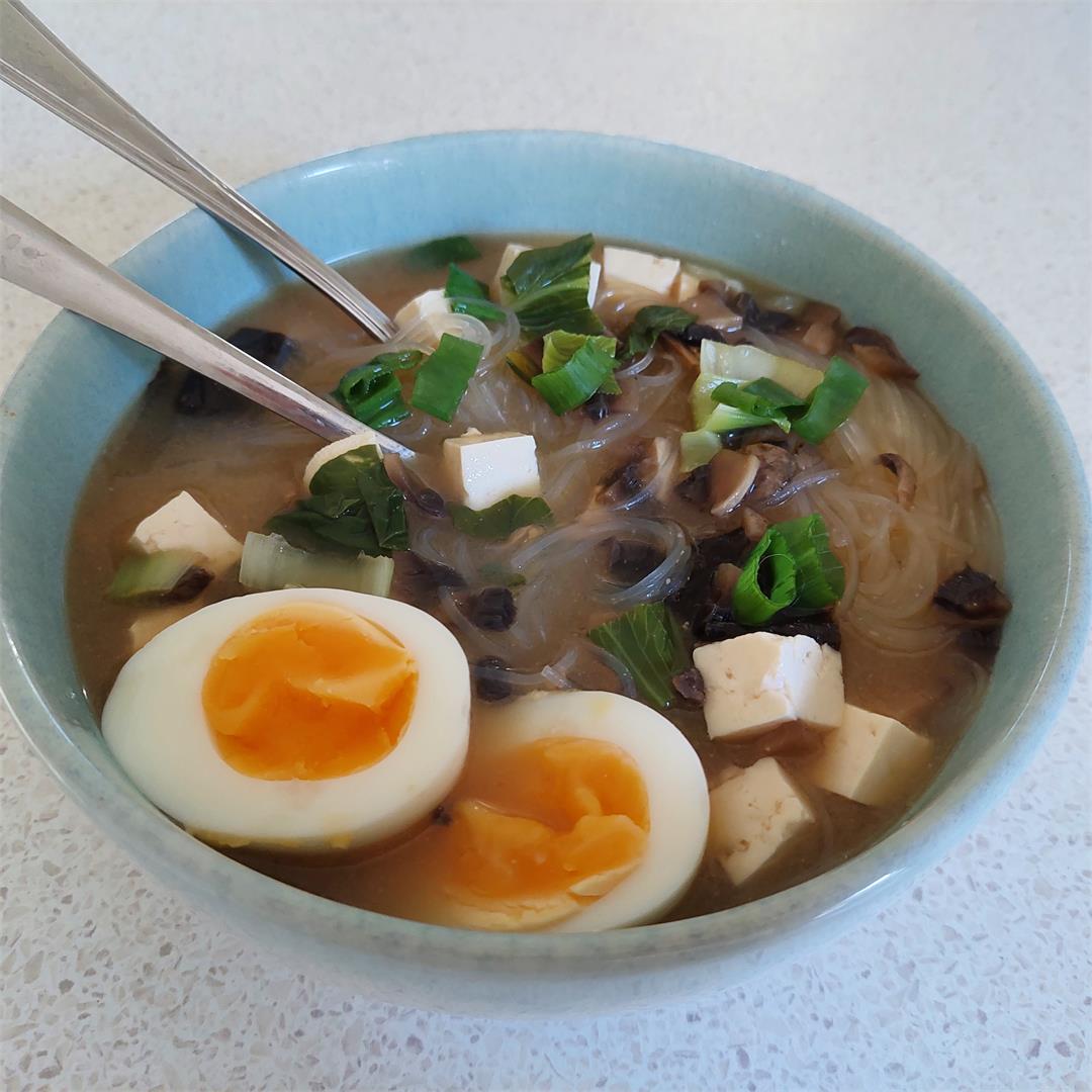 Tofu, Mushroom, and Bok Choy Miso Soup: A Simple Breakfast