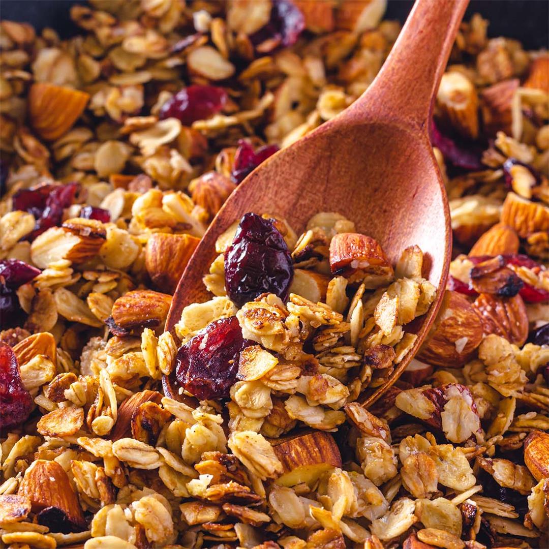 Almond Cranberry Skillet Granola (Easy Stovetop Granola Recipe)