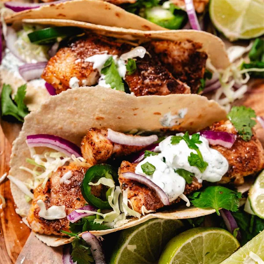 Yellowtail Snapper Tacos with Cilantro Lime Sauce