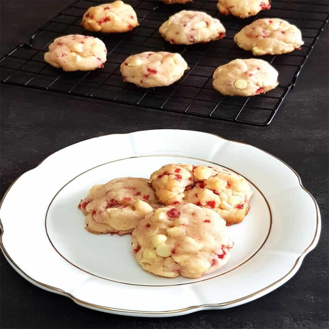 Raspberry White Chocolate Cookies/ Easy Muffin mix Cookies |
