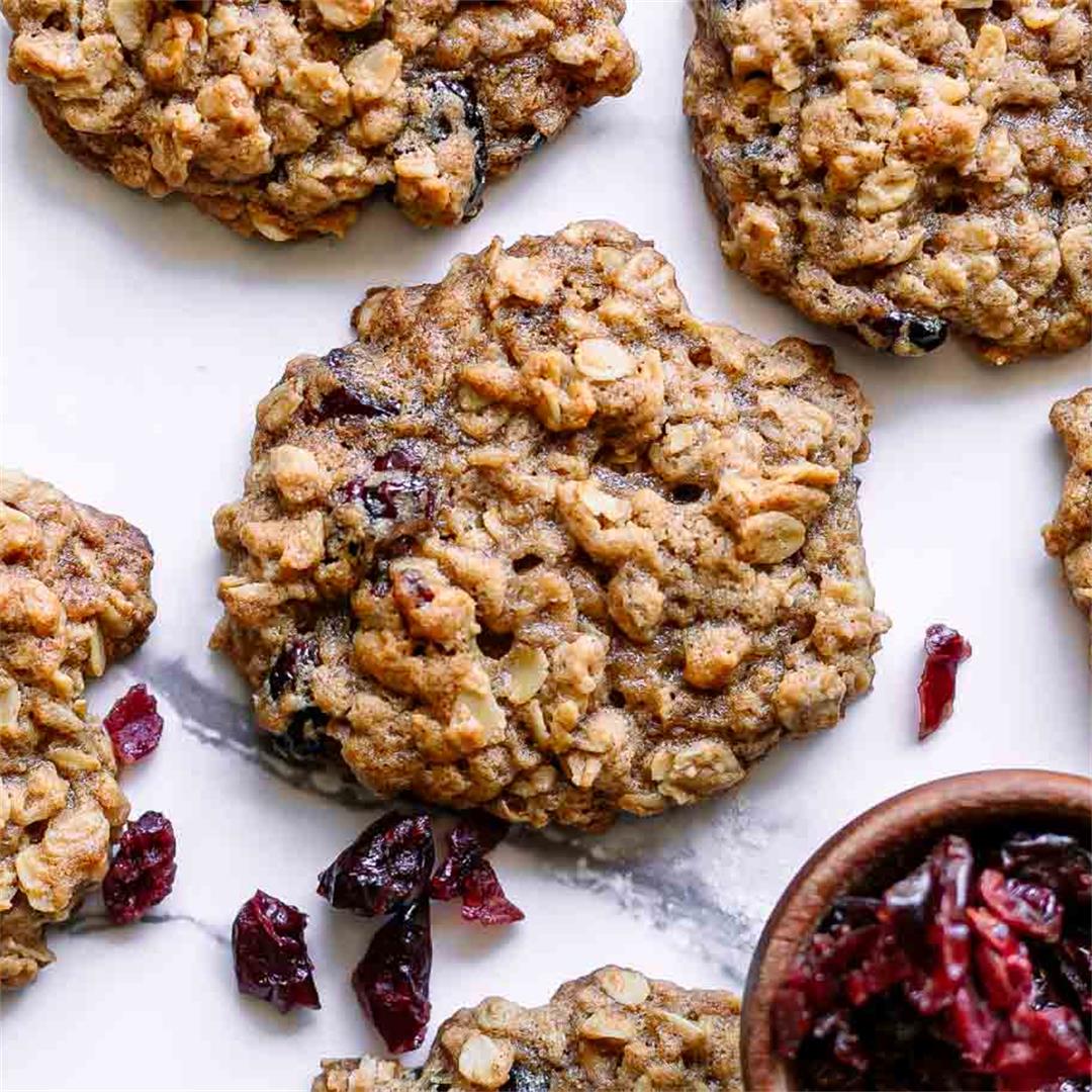 Vegan Cranberry Oatmeal Cookies ⋆ Soft, Chewy, Only 10 Minutes!