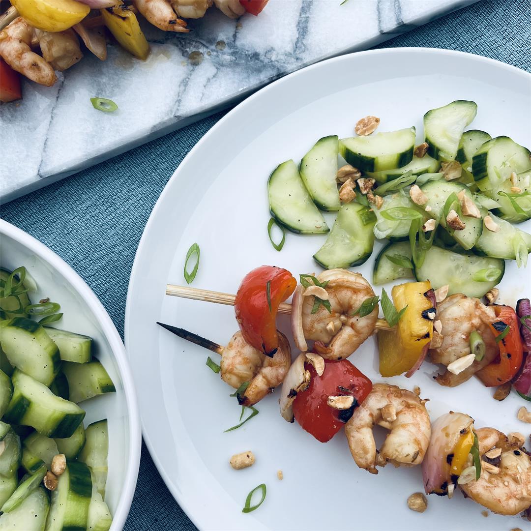 Szechuan-Style Grilled Shrimp and Vegetable Skewers
