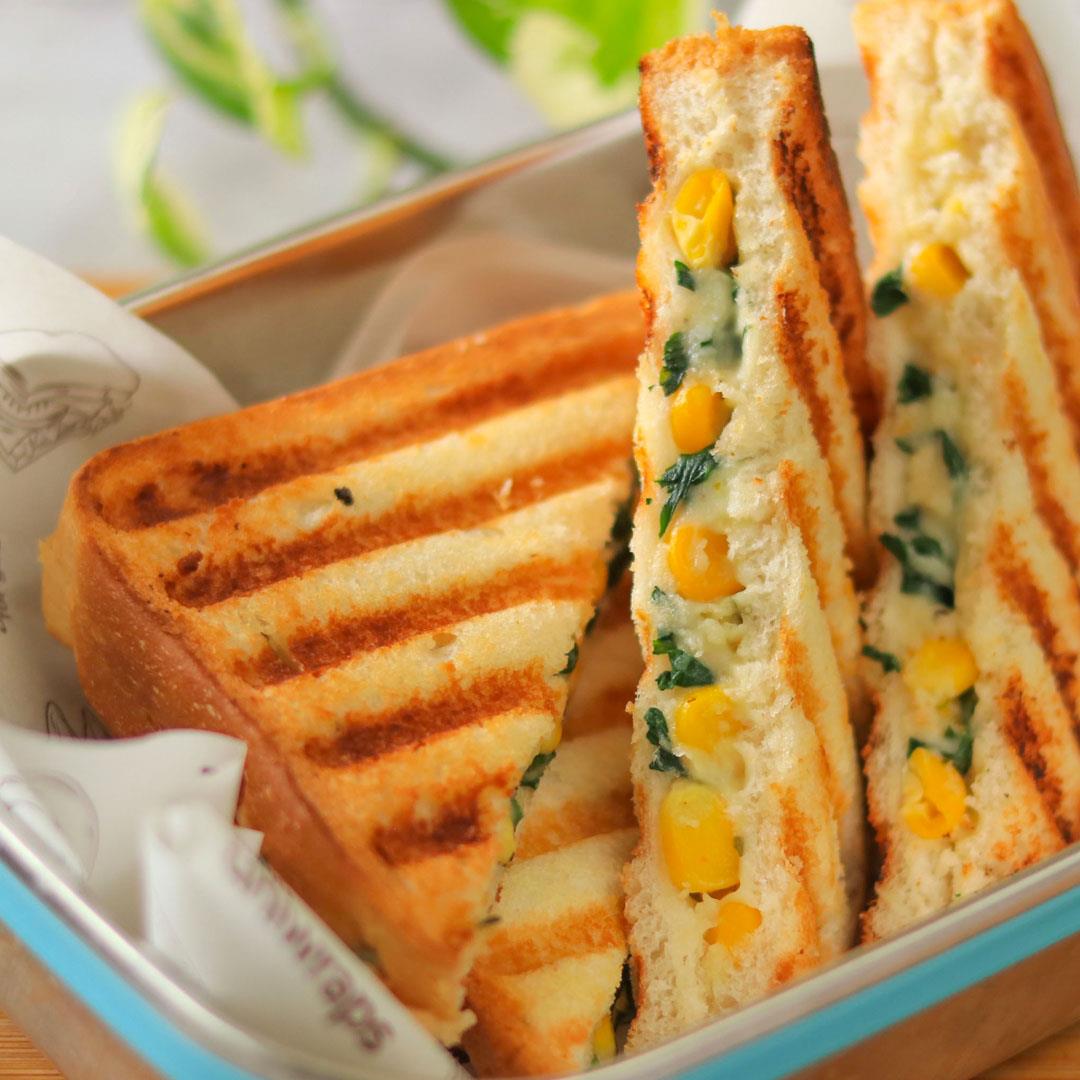 Kids Lunchbox Spinach Corn Sandwich | Spinach Corn Sandwich