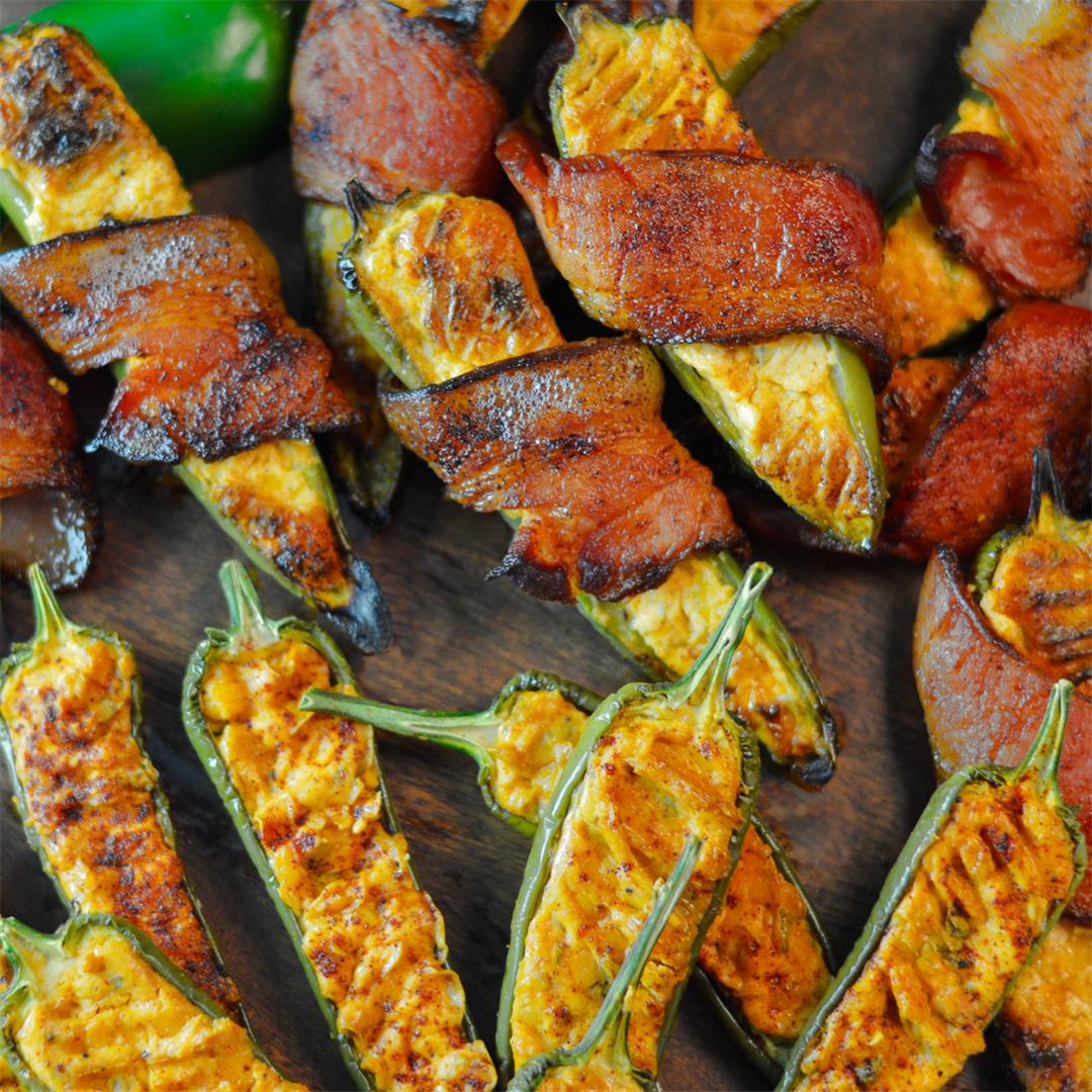 Easy Smoked Jalapeno Poppers (Bacon Wrapped-Optional)