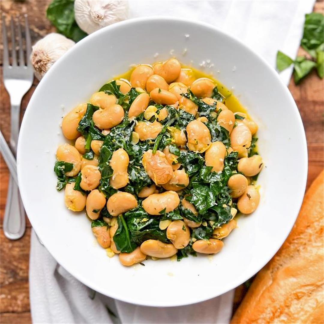 Garlic Butter Beans with Spinach | HEALTHY 20 Minute Recipe