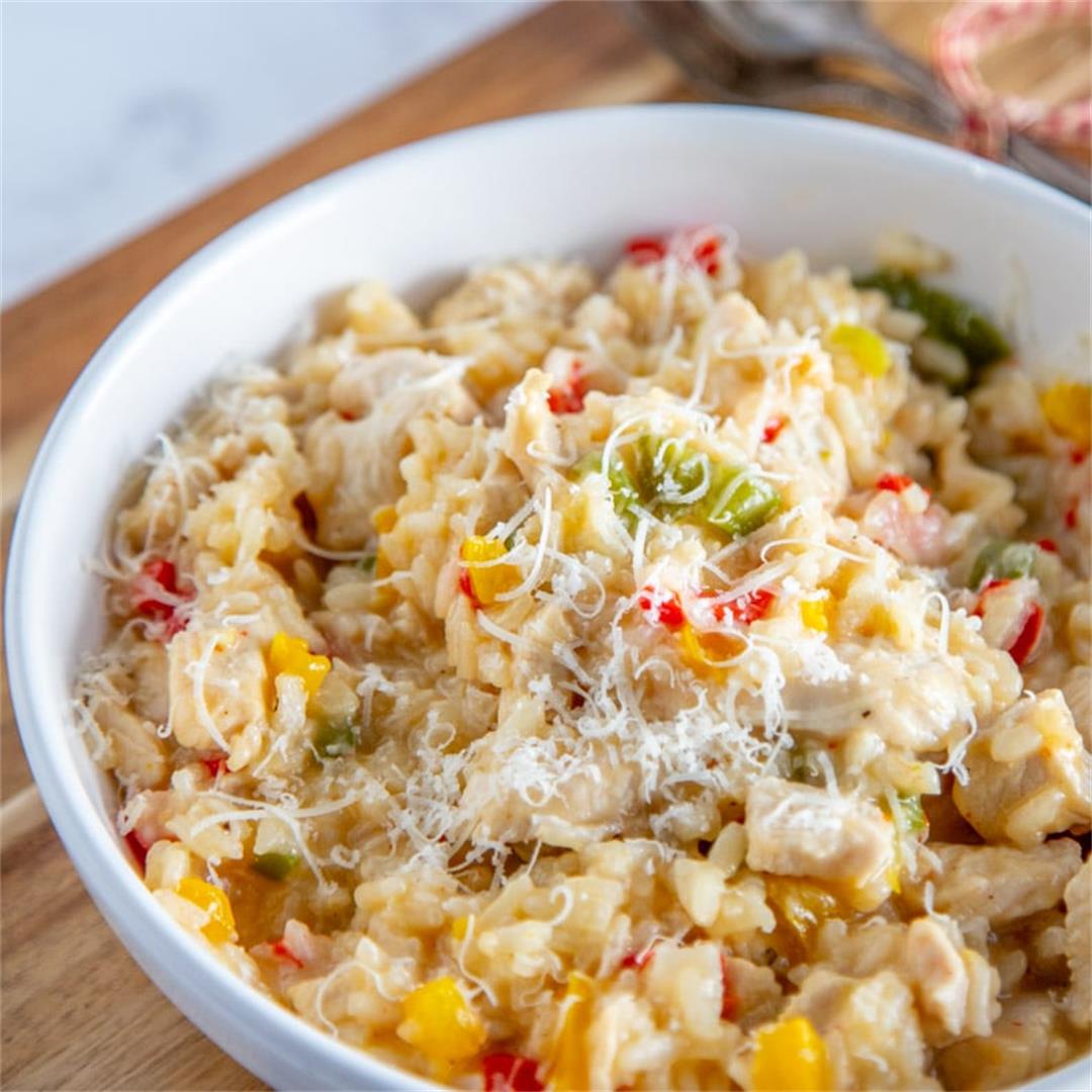 Creamy Chicken Risotto Recipe (with vegetables)