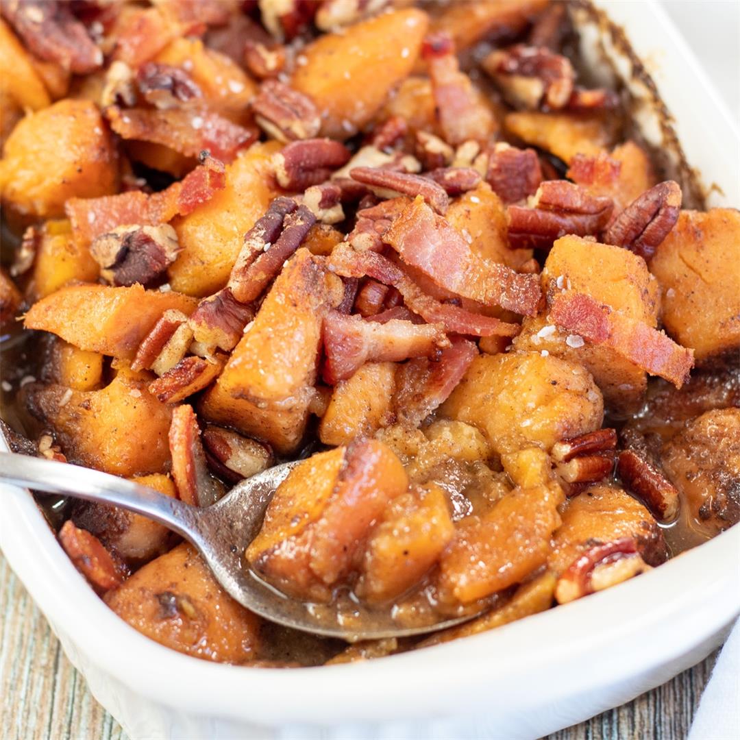 Maple Candied Yams With Bacon & Pecans (Perfect Thanksgiving Si