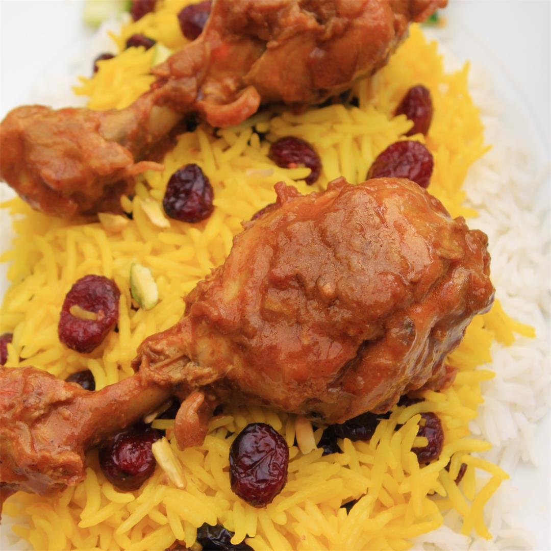 Zereshk Polo ba Morgh (Persian Saffron Chicken with Barberry Ri