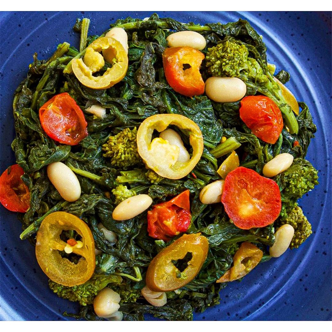Spicy Broccoli Rabe with Cannellini Beans & Tomatoes