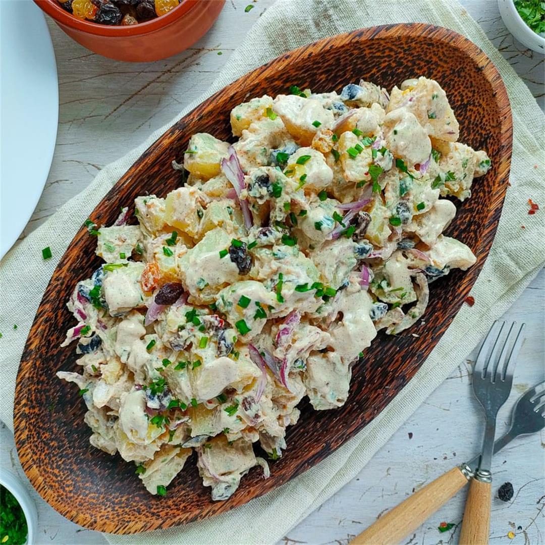 Healthy Potato Salad with Raisins (No Mayo Recipe)