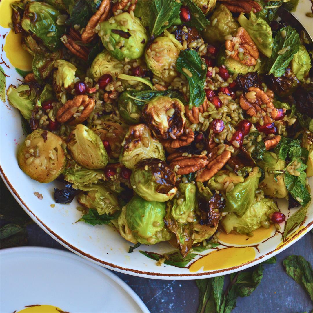 Roasted Brussels Sprouts Freekeh Salad — Tasty Food