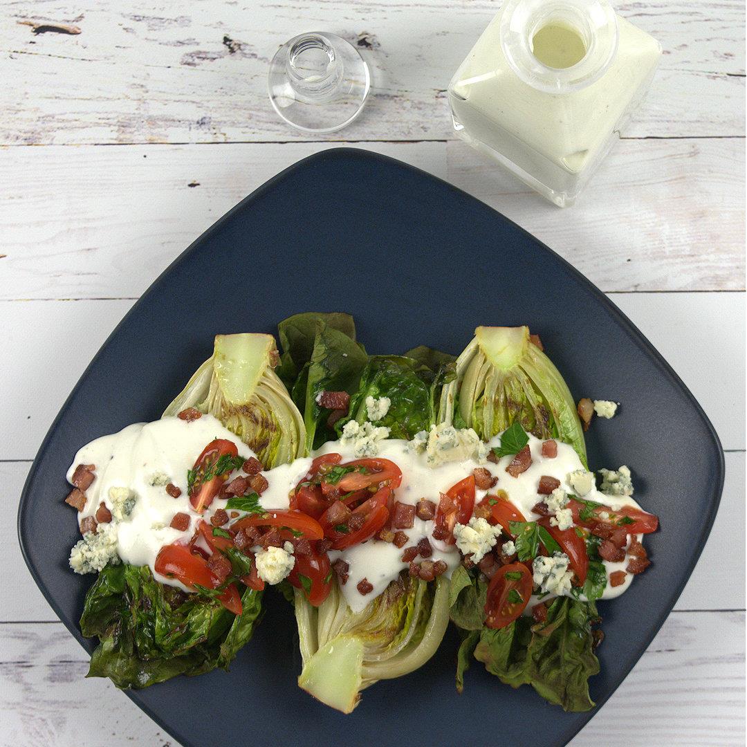 Grilled Little Gem Lettuce with Blue Cheese Dressing A Gourmet