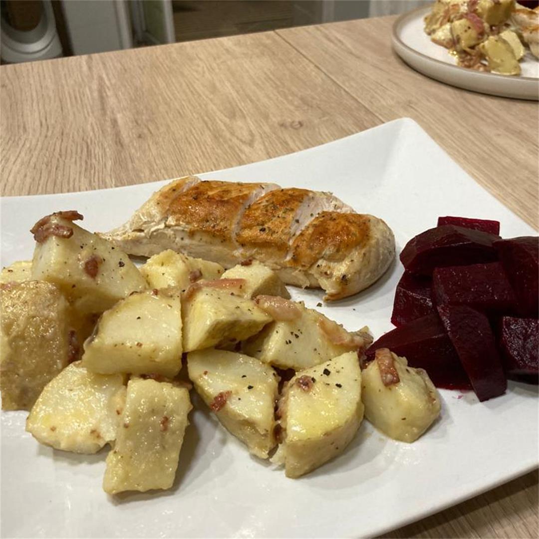 Potato Salad, Sous Vide Chicken and Pickled Beets