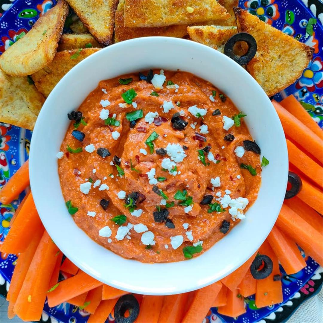 Spicy Paprika Feta Dip with Roasted Red Peppers