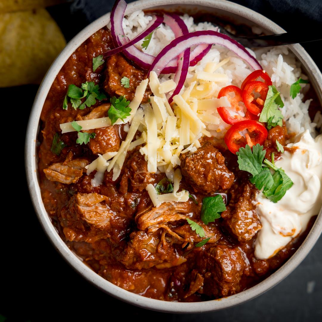 Slow cooker pork and beef chilli