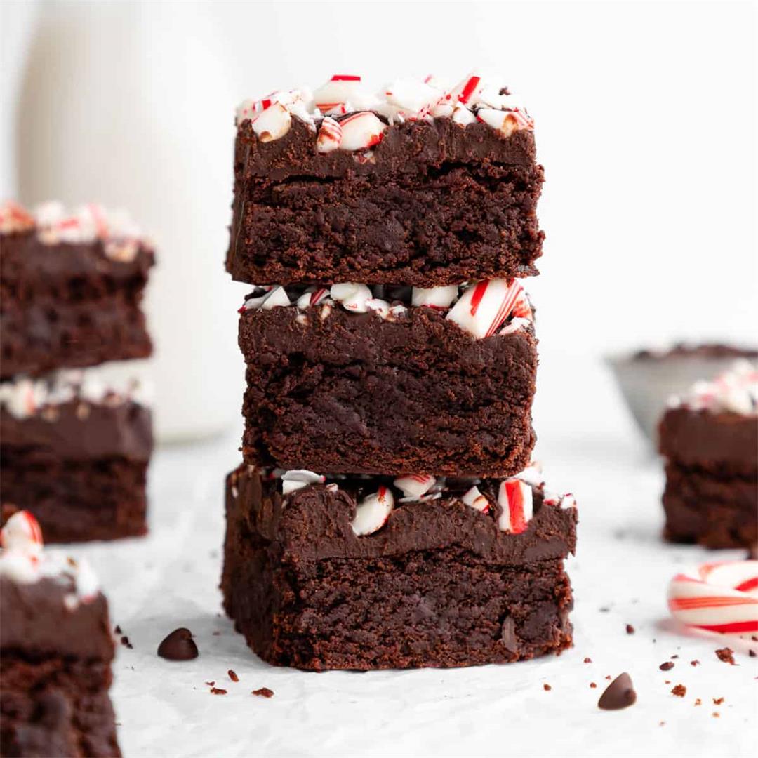 Vegan Peppermint Brownies with Candy Canes