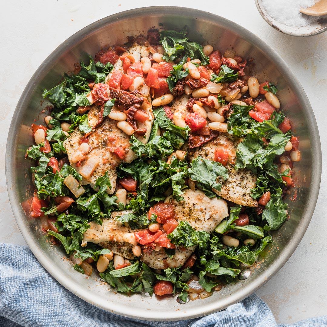 Tuscan Chicken with White Beans and Kale