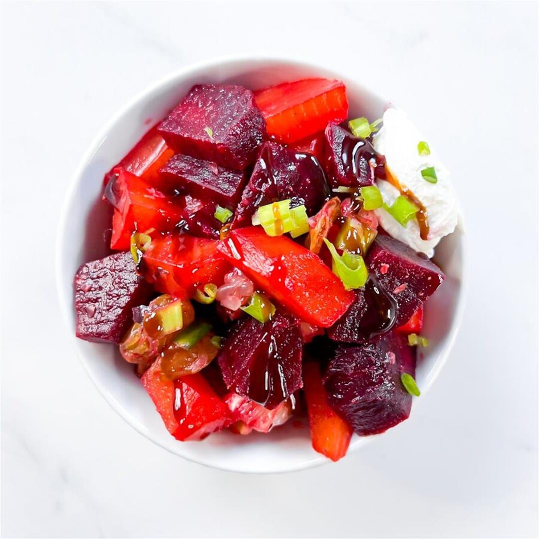 Simple Beet Grapefruit Salad with Goat Cheese