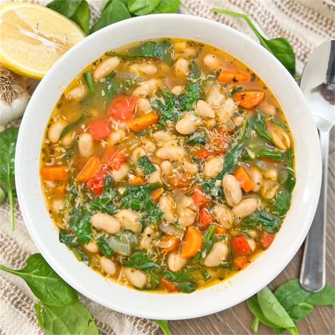 Mediterranean White Bean Soup | Heart-Healthy 30 Minute Recipe