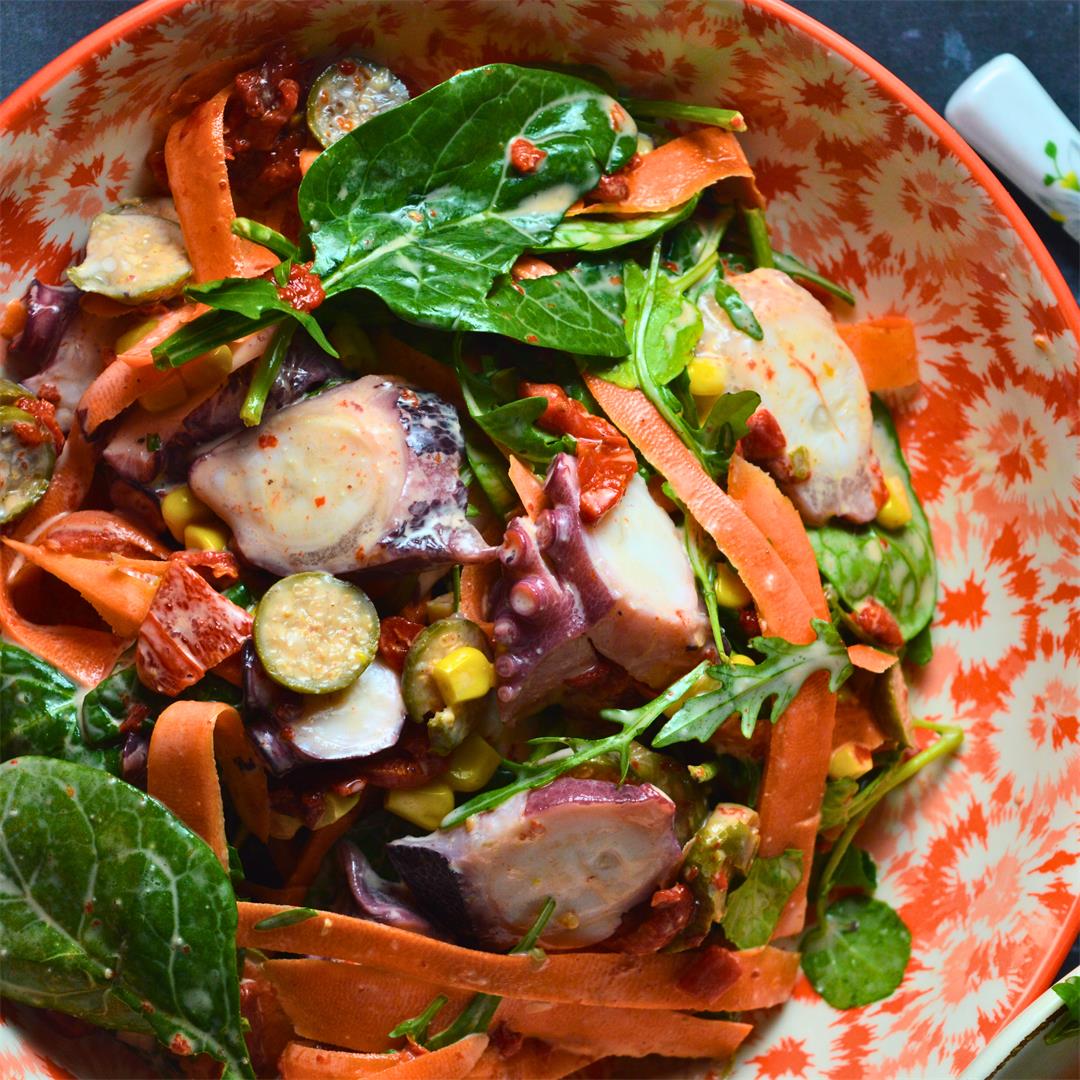 Octopus Salad with Corn and Carrots — Tasty Food for Busy Mums