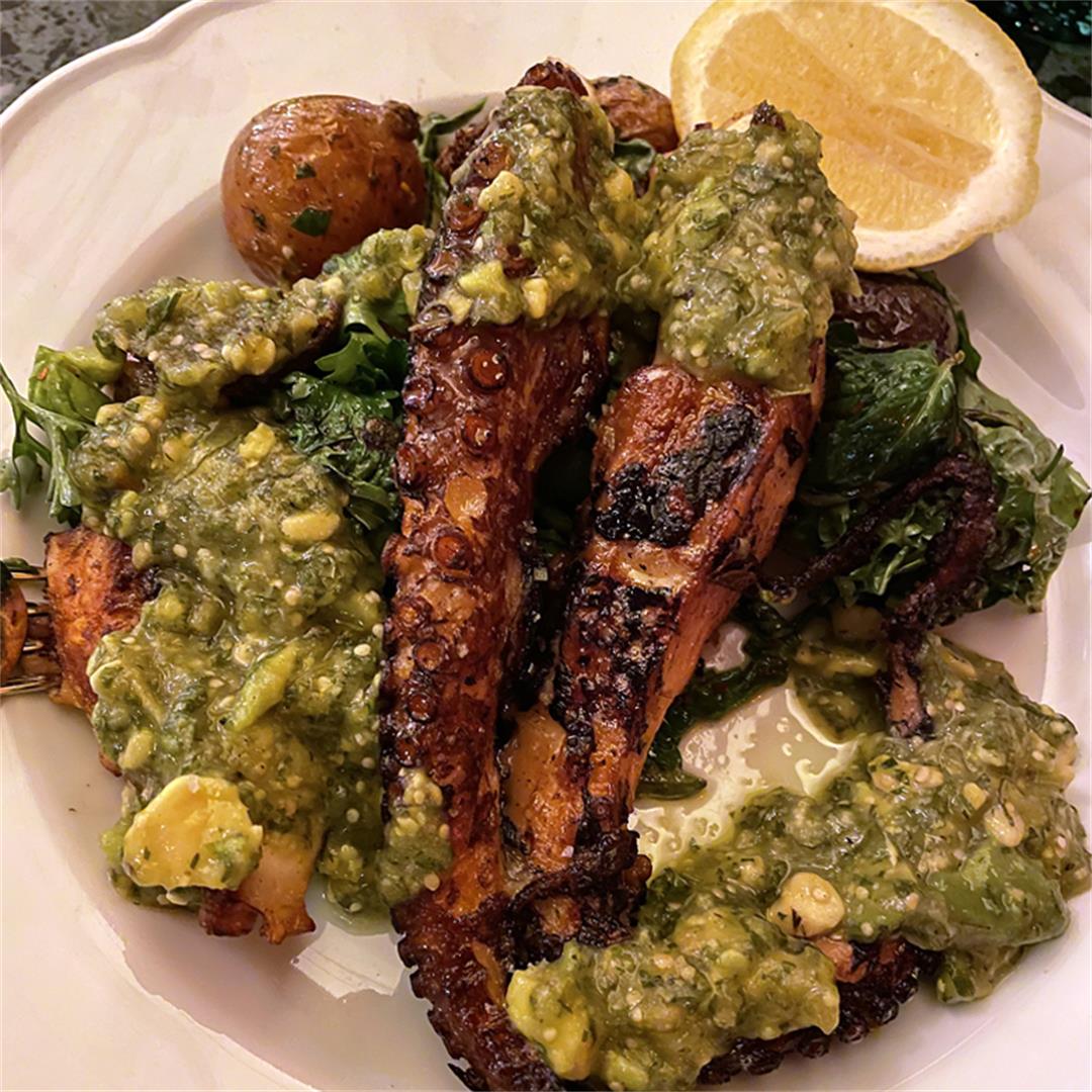 Seared octopus with salsa verde